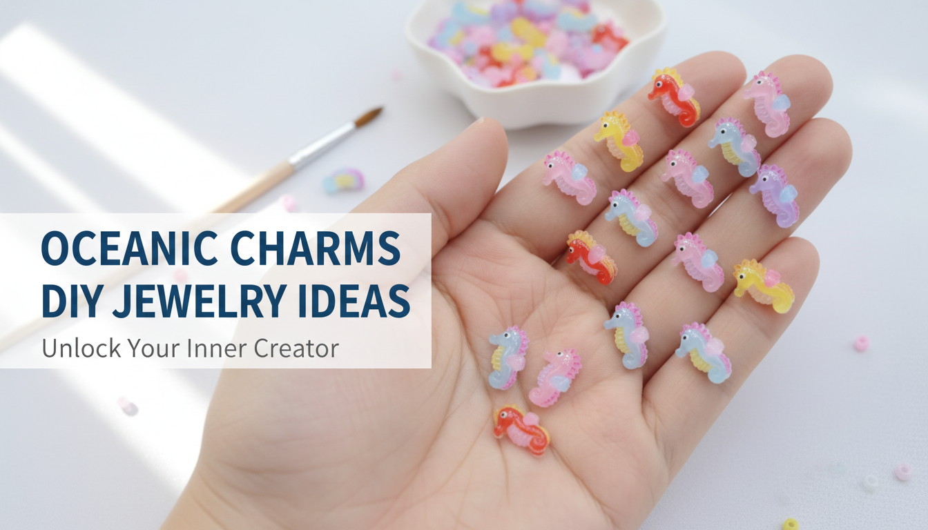 50 Colorful Seahorse Resin Flat-Backs for DIY Jewelry