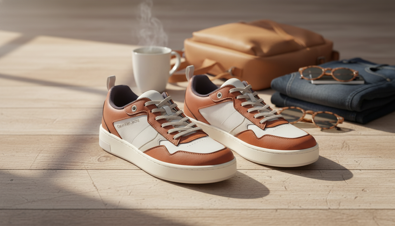 Calvin Klein Jeans Brown Leather Sneakers for Daily Wear