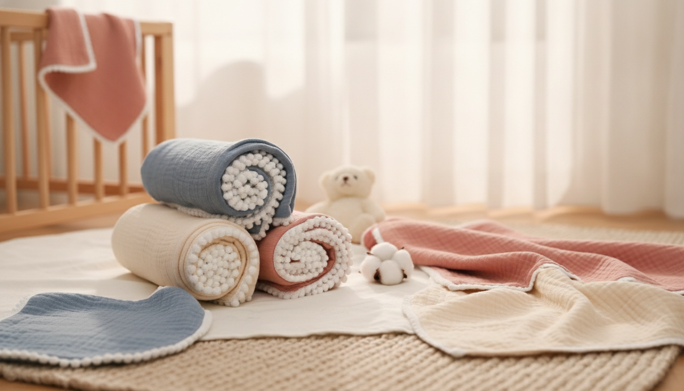 Cotton Baby Towel Set: Facecloth, Bath Towel & Burp Cloth