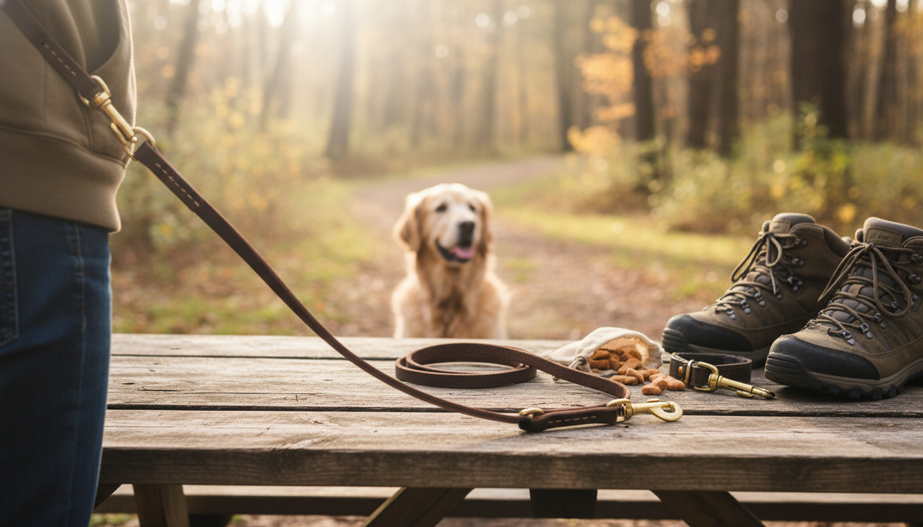 Multifunctional Leather Dog Leash: Hands-Free & Adjustable