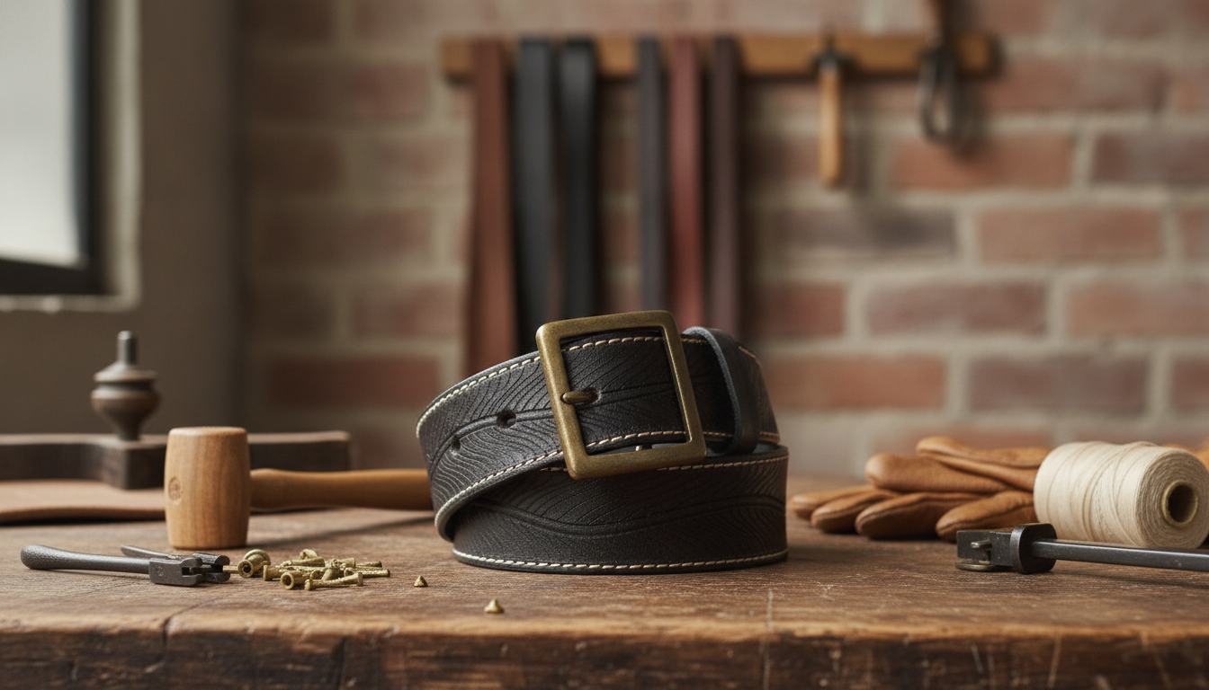 Vintage Handmade Leather Belt: Copper Buckle Retro Fit